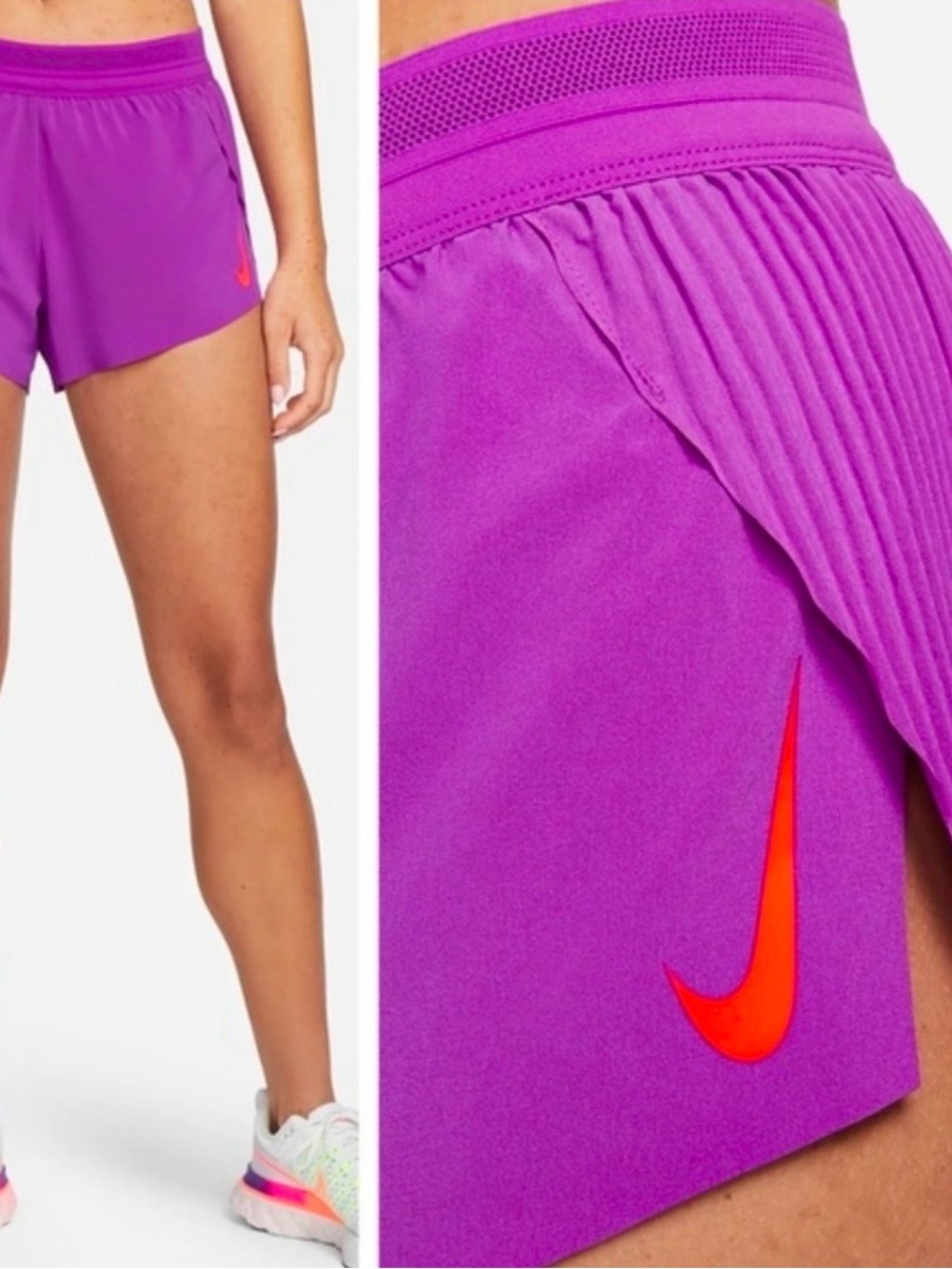 Nike Women's Aeroswift Purple Mid Rise Running Shorts